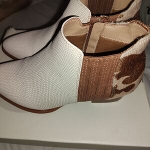 Cow hide look bootie boots